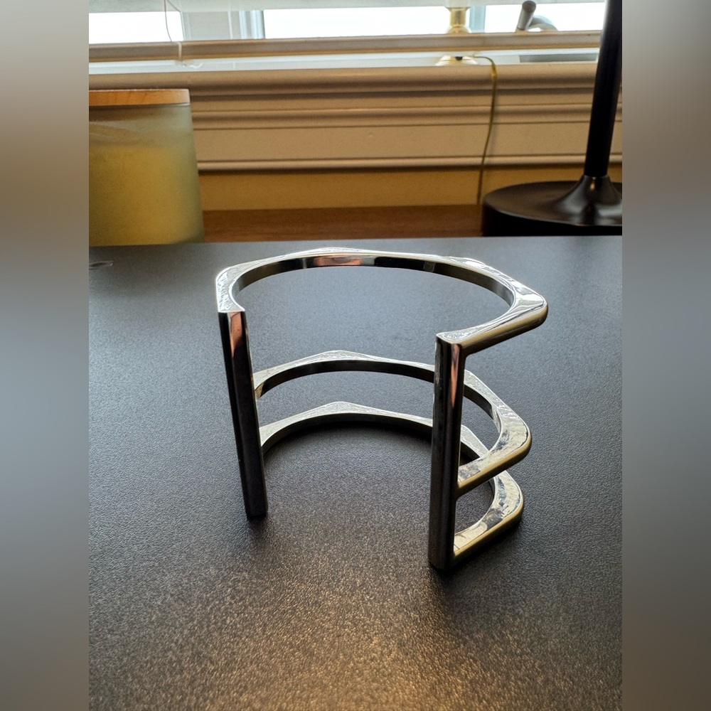 Express Silver Hexagonal Cuff Bracelet - image 4